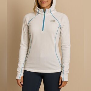 The North Face White Long Sleeve Running Top with Hood | Size M | Activewear